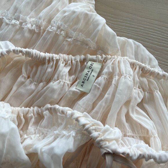 Arcina Ori Juliette Halter Top & Skirt Set in Cream Size Small - Picture 7 of 8